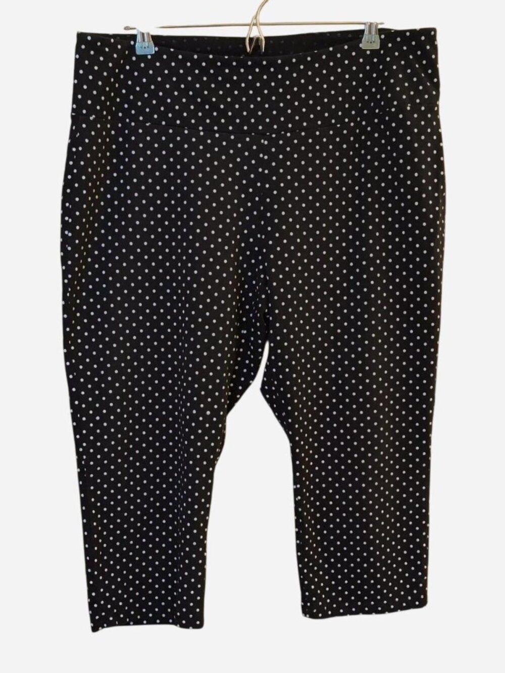 Kim Rogers Curvy Black Polka Dot Pull-On Capri Pants 1X